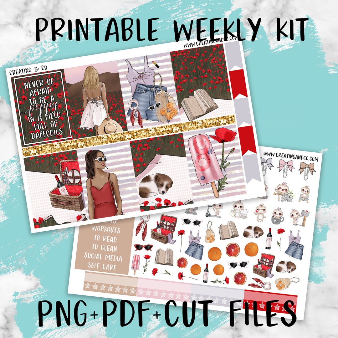 Poppy - Printable Weekly Planner Stickers - Etsy