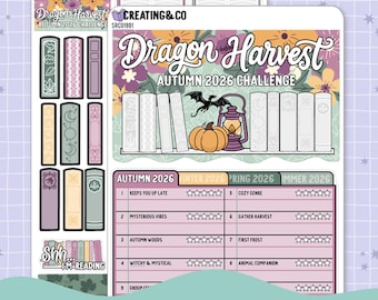 Dragon Harvest Autumn Reading Challenge Planner Sticker Set - SRC026
