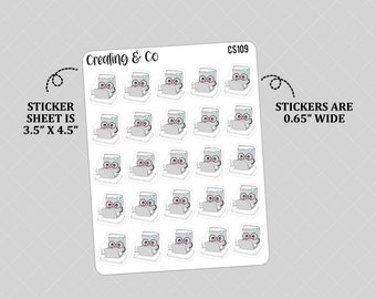 Laptop, Working, Blogging Booksy Character Functional Stickers - CS109