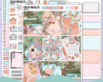 Sweet as a Peach verticale weekplanner stickerkit - BK661