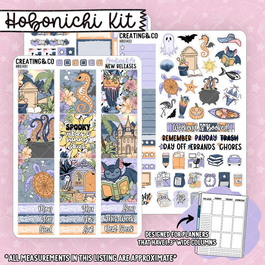 Wicked Waves Hobonichi Cousin Weekly Planner Kit - 1.3" Stickers ...