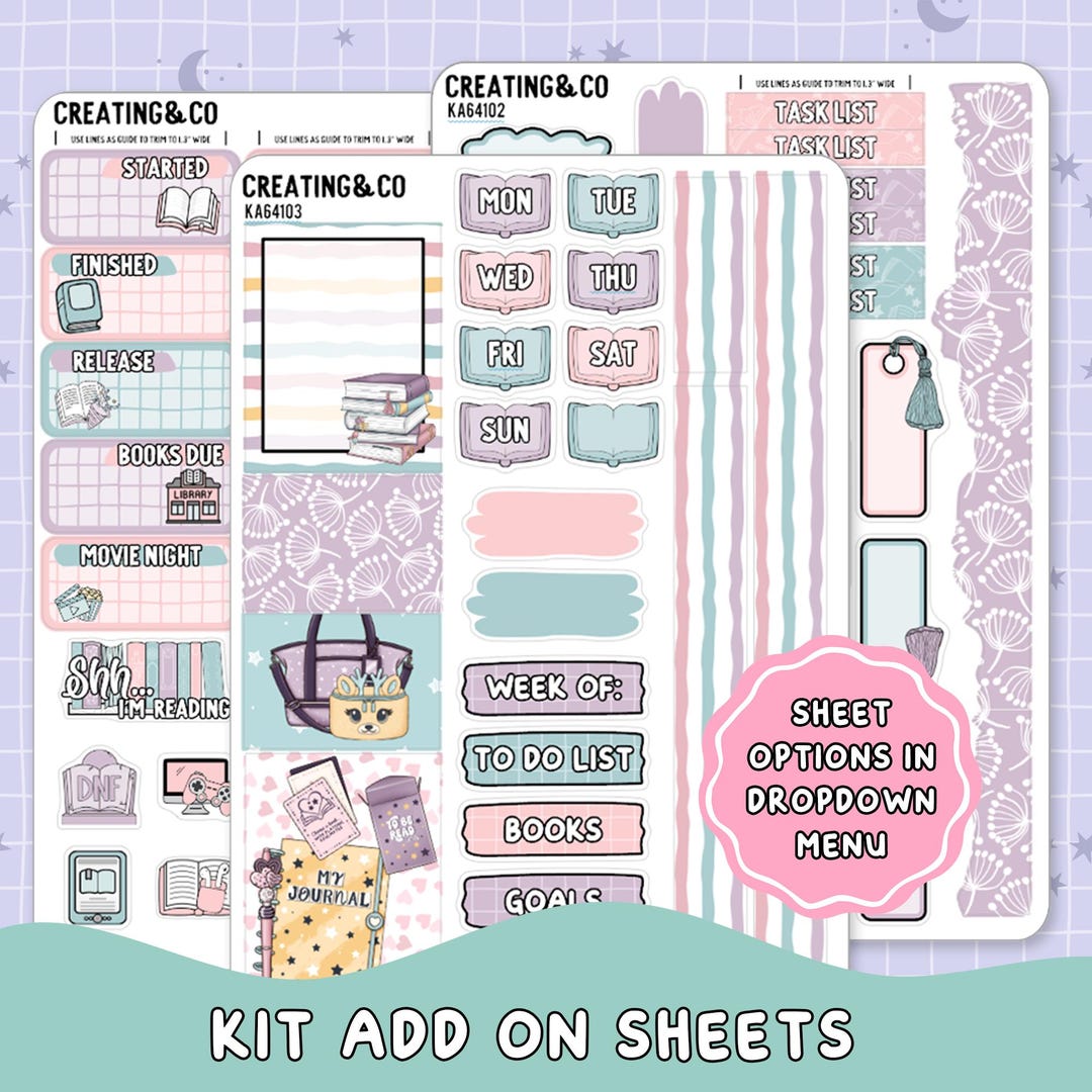 Bookish Besties Weekly Kit Add on Planner Sticker Sheets - KA641 - Etsy