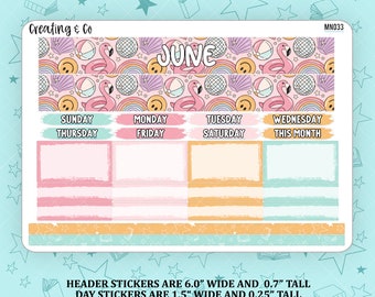 June Monthly Kit for Large Planners (1.5" wide columns) - MN033