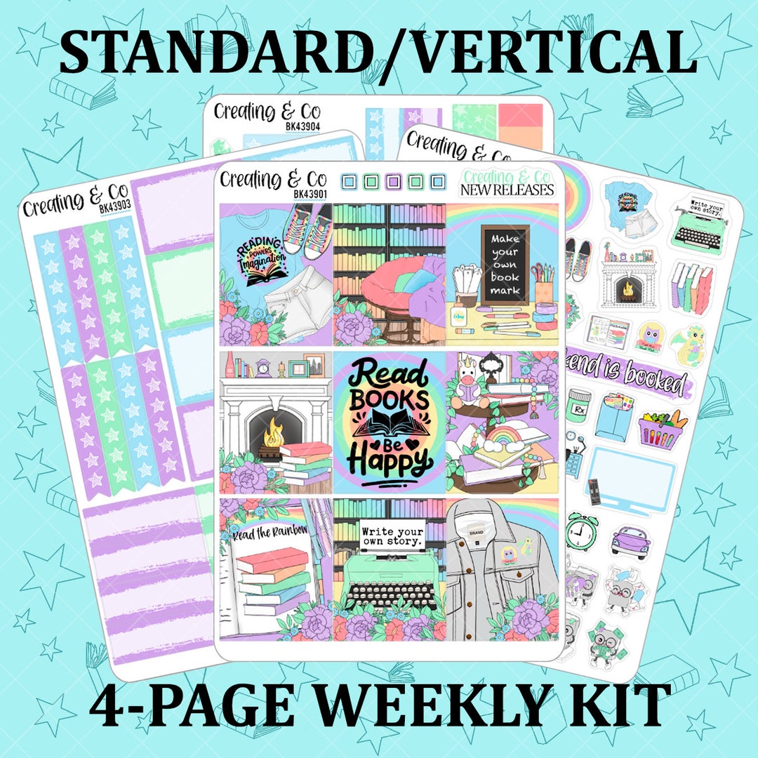 Read Books & Be Happy Rainbow Reads Vertical Weekly Planner Sticker Kit ...