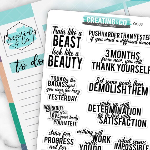 fitness inspirational quote planner