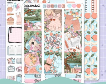Sweet as a Peach Wekelijkse plannerset Hobonichi Cousin - stickers 1,3 inch - HB661