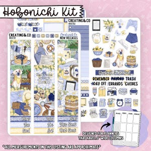 Kit agenda settimanale Blueberry Twist Hobonichi Cousin - Adesivi da 1,3" - HB601