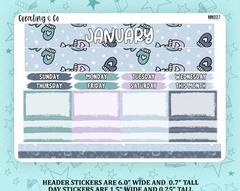 January Monthly Kit for Large Planners (1.5" wide columns) - MN027