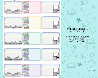 Pastel Book Rainbow Half Box Functional Sticker Sheet - FX056