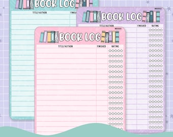Book Log Tracker Note Page Planner & Journal Sticker Sheet Set - NB005