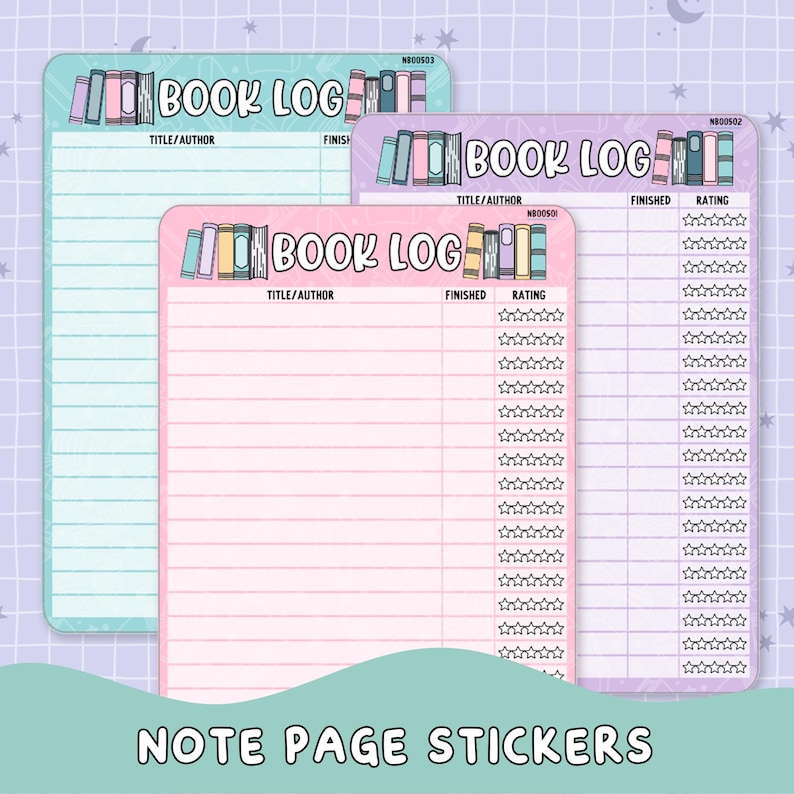 Very Blue Sticker Note Book Log Tracker Note Page Planner & Journal Sticker Sheet Set - NB005 ...