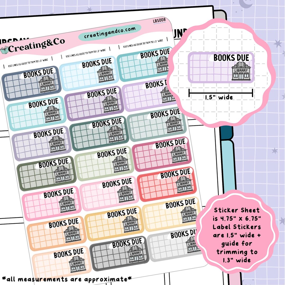 Library Books Due Sign Library Books Due Label Functional Sticker Sheet - LBS008 - Etsy