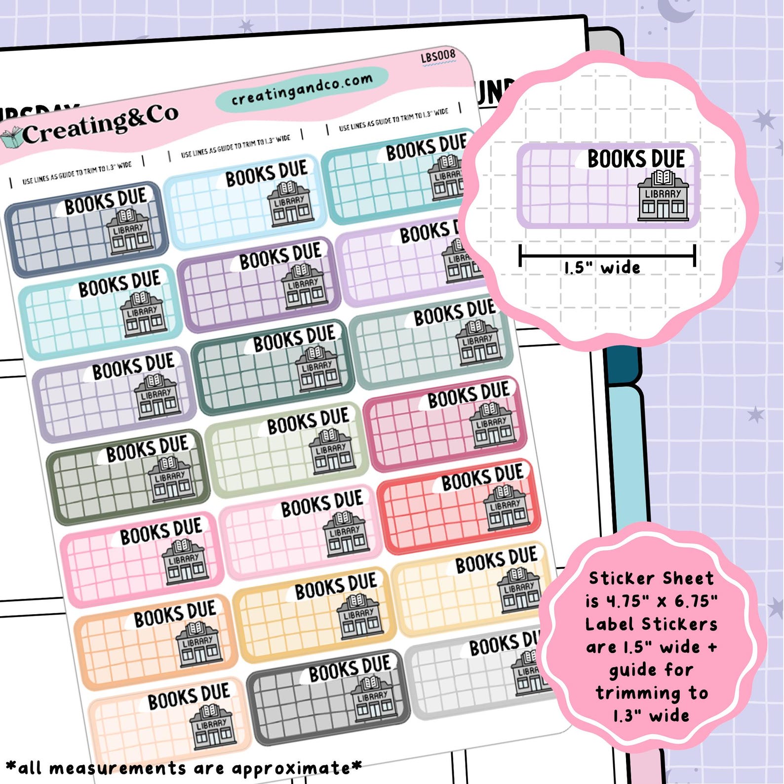 Library Books Due Label Functional Sticker Sheet - LBS008 - Etsy