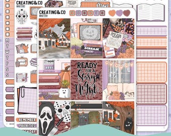 Scary Night Horror Vertical Weekly Planner Sticker Kit  - BK672