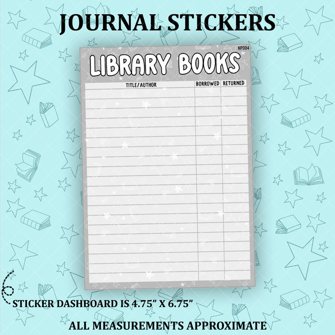 Notes Sticker Library Library Books Notes Page Sticker Dashboard - NP004 - Etsy