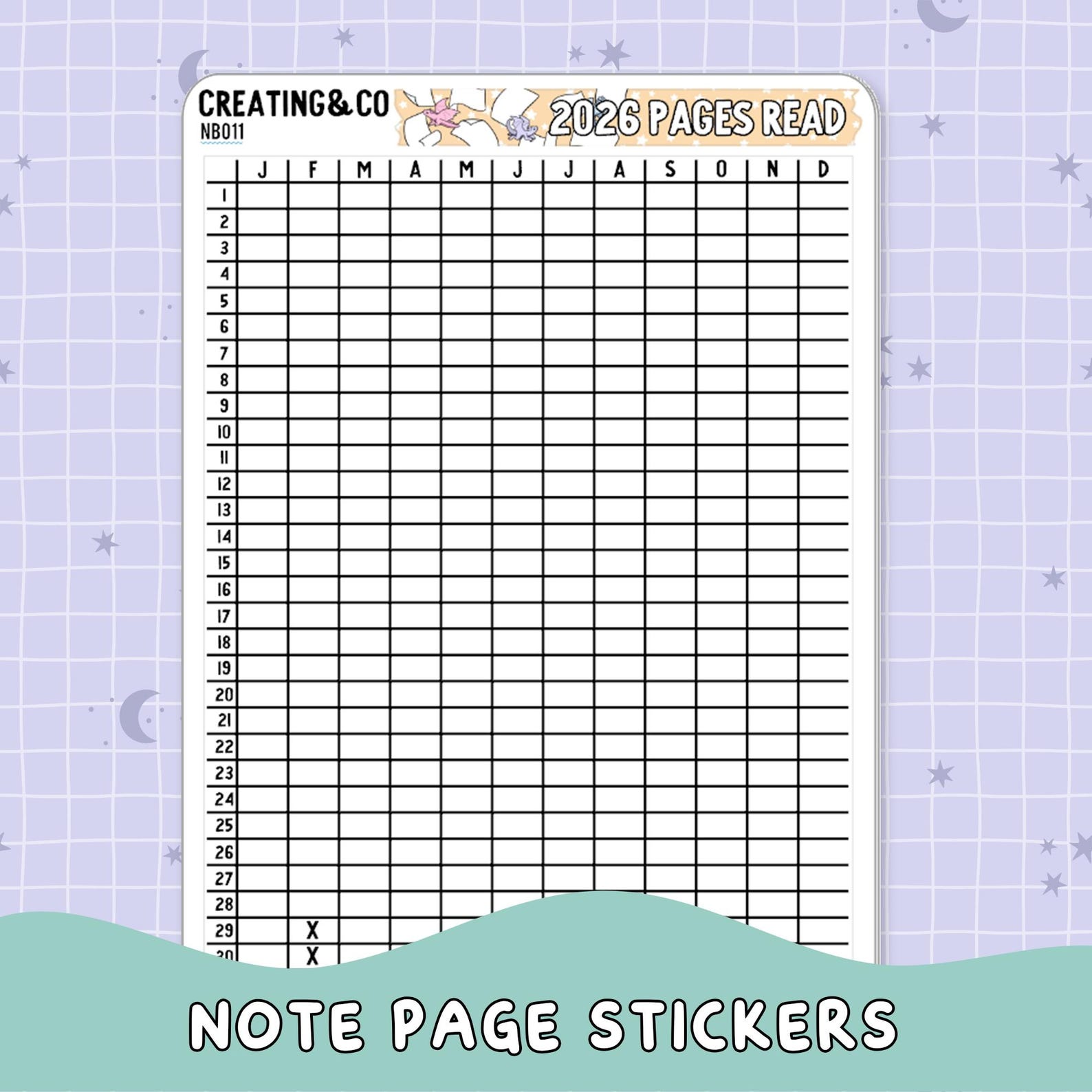2026 Pages Read Table Note Page Planner & Journal Sticker Sheet Set ...