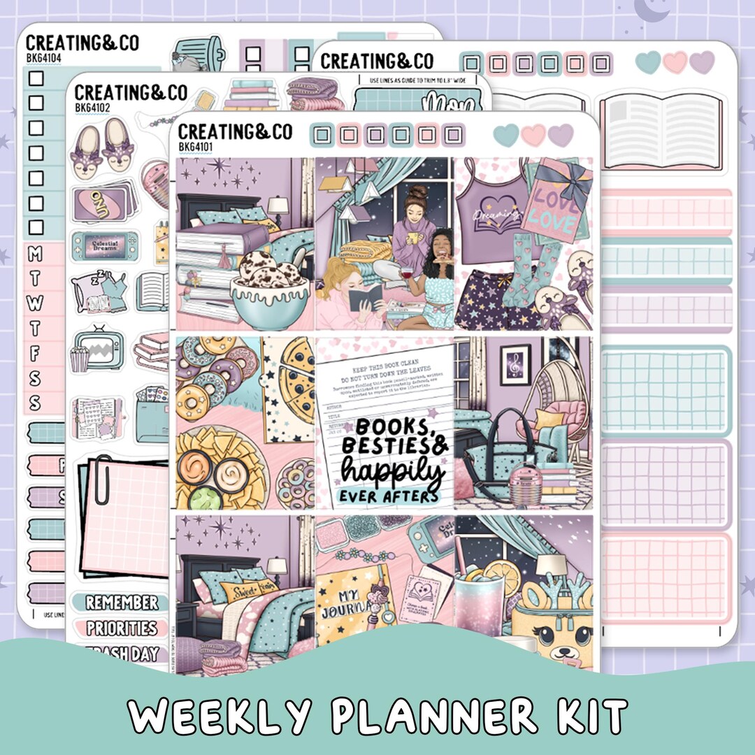Bookish Besties Vertical Weekly Planner Sticker Kit - BK641 - Etsy