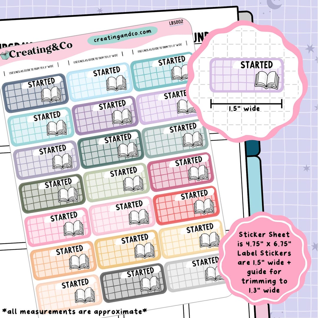 Started Reading Label Functional Sticker Sheet - LBS002 - Etsy