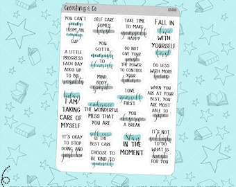 Self Care Quote Stickers, Planner Calendar Stickers