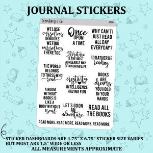 Reading Quote Planner Stickers, Book Worm Stickers