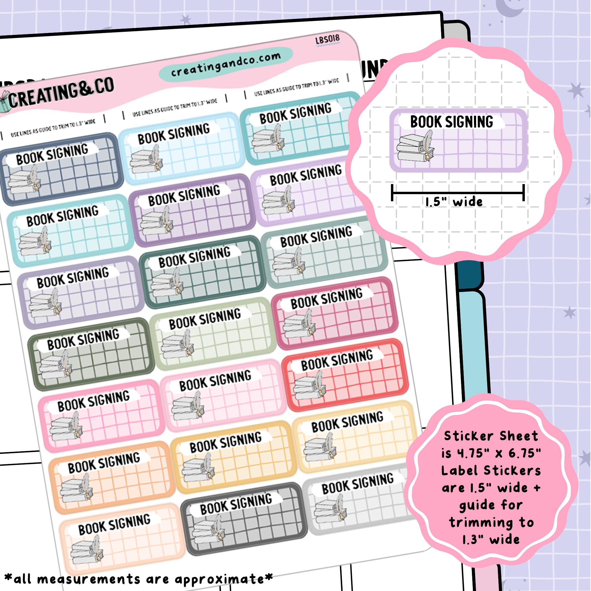 Label Signing Book Signing Label Functional Sticker Sheet - LBS018 - Etsy