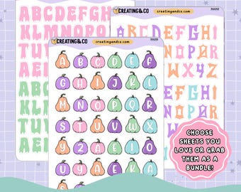 Spooky Season Letter Shapes Journal Sticker Sheet Set - DS112