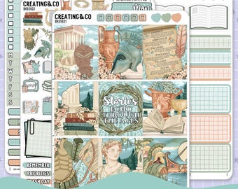 Pantheon of Pages Ancient Greece verticale weekplanner stickerkit - BK656