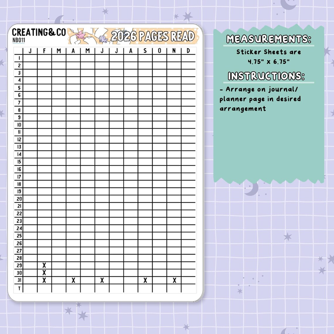 2026 Pages Read Table Note Page Planner & Journal Sticker Sheet Set ...