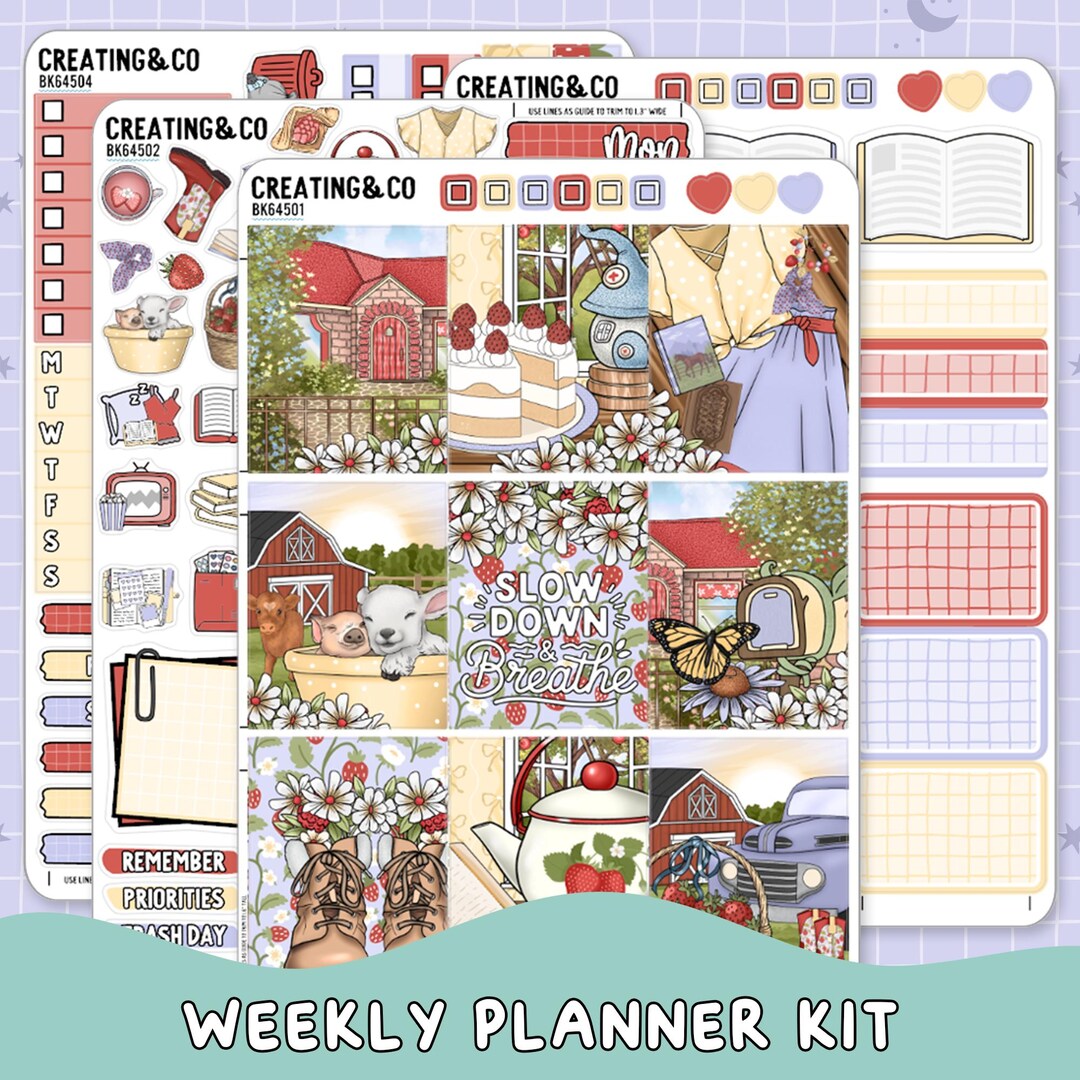 Country Cottage Spring Vertical Weekly Planner Sticker Kit - BK645 - Etsy