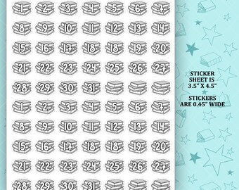 Book Stack Date Dot Icon Functional Stickers - FS019