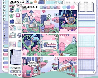 Retro Bookish Video Game Archive Adventures Vertical Weekly Planner Sticker Kit - BK658