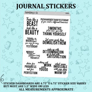 Fitness Inspirational Quote Planner Stickers for a Variety of Planners, Motivational Quote Stickers, Inspirational Quotes