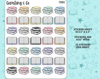 Books and Book Stack Functional Icon Stickers  - FS003