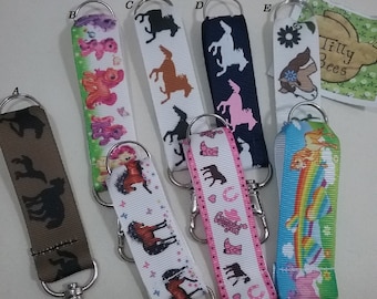 3, 5, 10 or 12 HORSE key fobs / bag tags or maybe zip pullers 14 different PONY patterns to choose from party favors party bag fillers