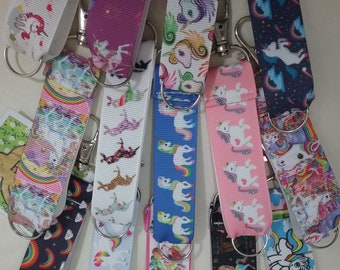 3, 5 or 10 UNICORN key fobs / bag tags or maybe zip pullers 14 different UNICORN patterns to choose from party favors party bag fillers