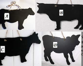 Beef Cow, bull, dairy cow, calf shaped Chalkboard blackboard Birthday handmade gift animal farm shop sign message board plaque