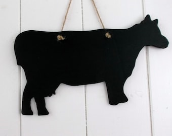 COW shaped Chalkboard message notice board blackboard Birthday Christmas present unique handmade gift of a farm animal