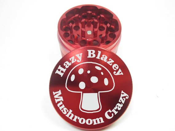 Hazy Blazey Mushroom Crazy 2 Inch 50mm Metal Herb Grinder 