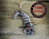 gift ideas  skull wizard keychain metal, skull,key holder,iron,wizard,zombi, gift,wrought iron,gothic,steampunk,geek,handmade (Dead Wizard)