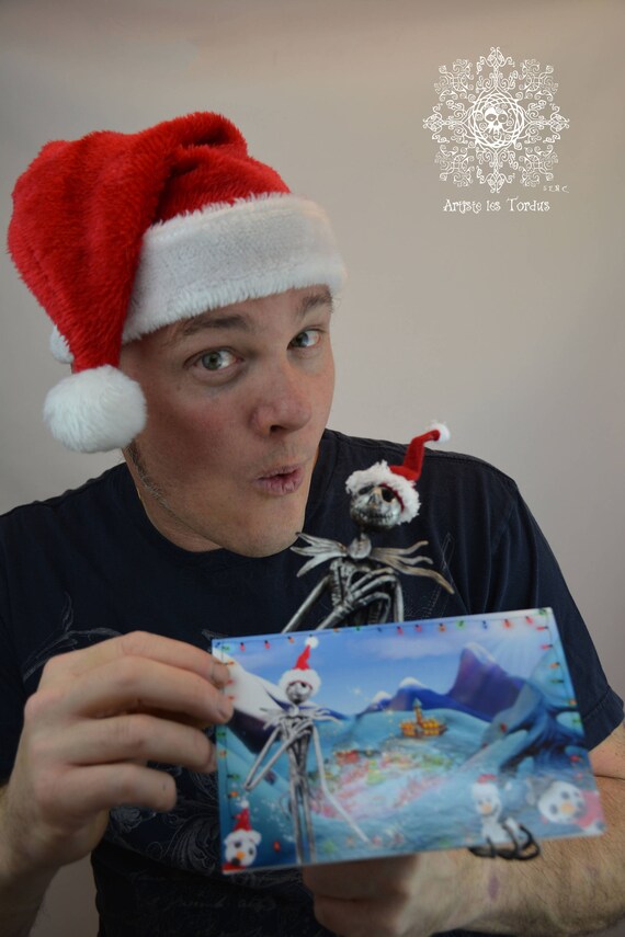 Playful christmas card with photo sculpture (Jack skellington sings )