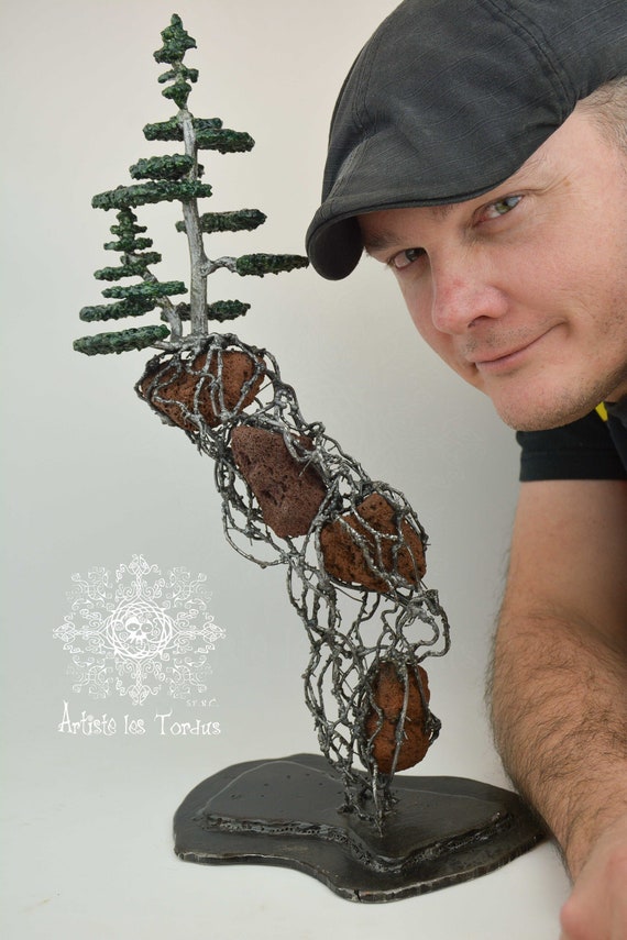 Float Bonsai welded metal sculpture from another world