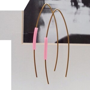 Boucles d'oreilles roses / Minimaliste / Argent sterling plaqué or - Boucles d'oreilles minimalistes / argent plaqué or / Rose