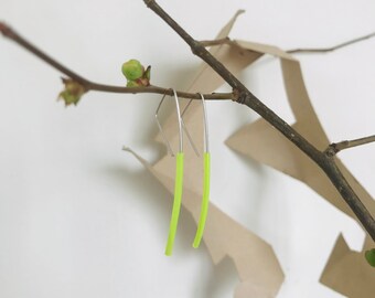 Boucles d'oreilles gráficos / minimales / légères - argent 925 - jaune fluo