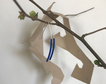 Boucles d'oreilles gráficos / minimales / légères - argent 925 - bleu marine