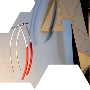 Minimalist red sterling silver earrings - Minimalistes boucles d&#39;oreilles rouges