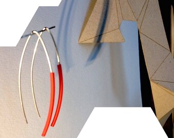 Brincos minimalistas em prata esterlina vermelha - Minimalistes boucles d'oreilles rouges