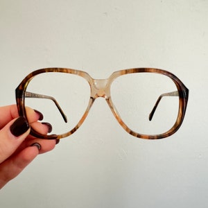 Vintage Eyeframes Glasses - 80s Deadstock -  Brown Ombre Clear Acrylic - Oversized - Round Aimee 103