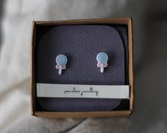 Minimalist Porcelain Lollipops Stud Earrings - Candy Earrings - Porcelain Earring - Gift for Mom - Porcelain Jewelry