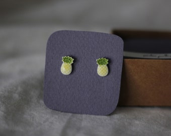 Minimalist Porcelain Pineapple Stud Earrings: Tropical Jewelry