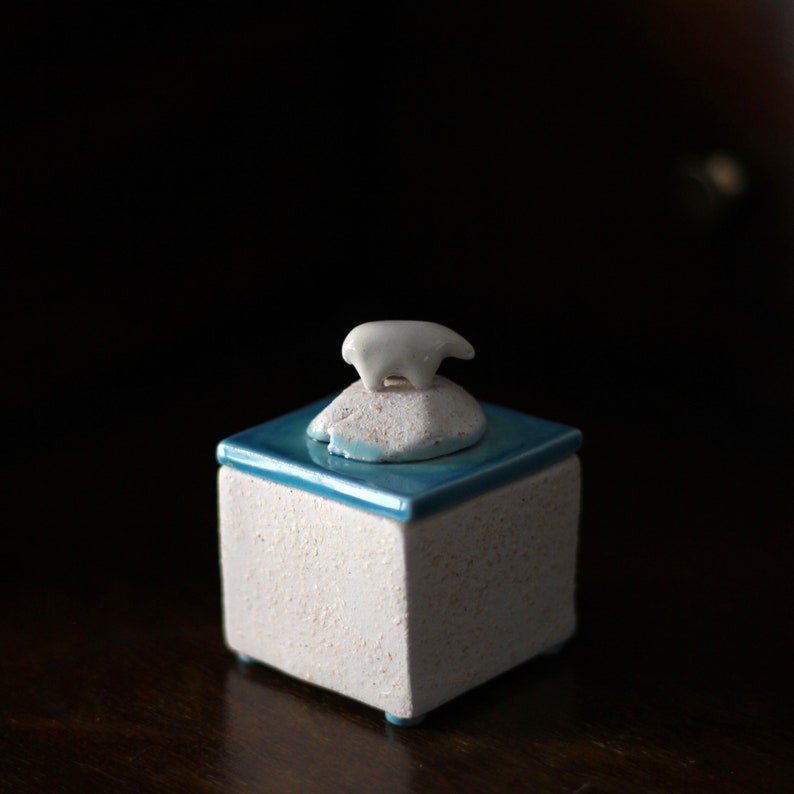 Ceramic Box with Polar Bear Handmade ceramic Box with House Ceramic Jewellery Box image 4